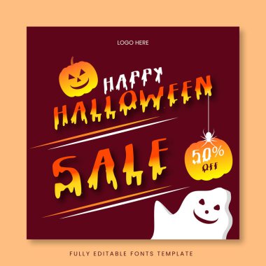 Happy Halloween Poster vector template, Social Media, Post clipart