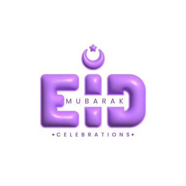 Bayram Mübarek 3D tasarımı, 3D harfler, Hilal ay ve yıldız