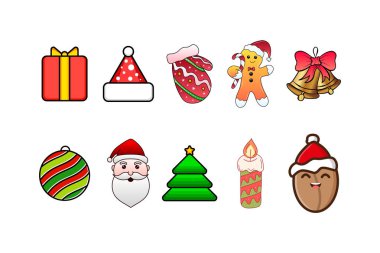 Noel simgeleri dizisi vektör şablonu, semboller, Yeni Yıl