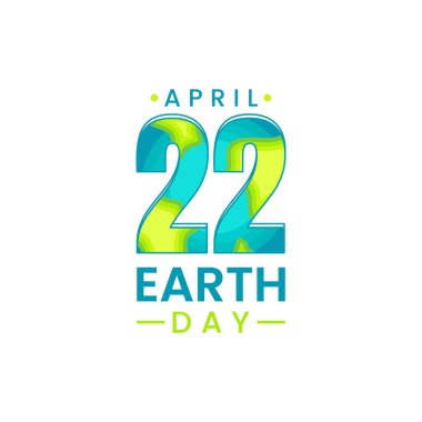 Dünya Günü 22 Nisan tasarımı beyazda izole edildi