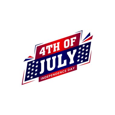 4th of July independence day patriotic banner, Isolated on white clipart