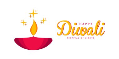 Happy Diwali festival of lights banner with diya, Diwali poster, Diwali background clipart