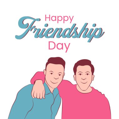 Friendship day two friends man flat illustration, Friendship Day clipart