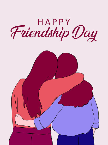 Девушки держат друг друга счастливый день дружбы плоская иллюстрация