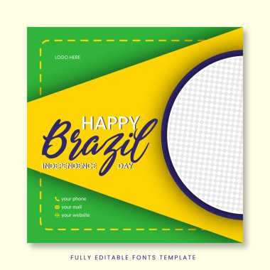 Brazil Independence Day Post, Social Media, Vector template, 7 September clipart