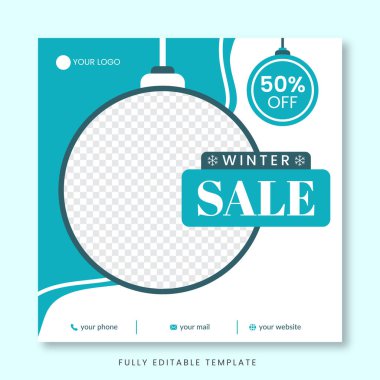 Kış Satışı Poster Vektör Şablonu, Sosyal Medya, Vektör Tasarımı, Yeni Yıl, Noel