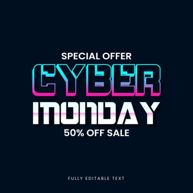 Cyber Monday Sale Poster, Vector template clipart