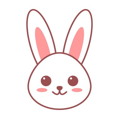 Beyaz, vektör klibiyle izole edilmiş Sevimli Tavşan Surat