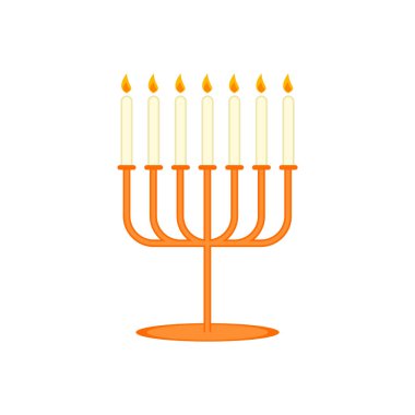 Menorah Mumları beyaza izole edildi, Vektör Clipart