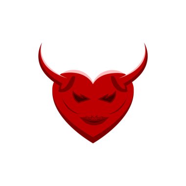 Boynuzlu Şeytan Kalbi Vektör tasarımı, Clipart, izole edilmiş