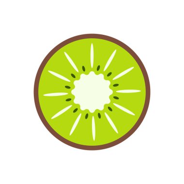 Kiwi Dilimi beyaza izole edilmiş, vektör kırpma