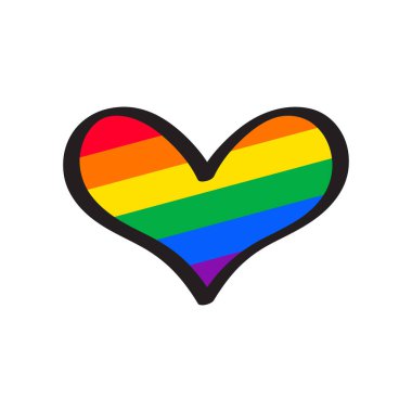 Gökkuşağı Renkli Kalp Simgesi, izole, Vektör tasarımı