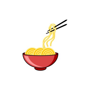 Çubuklu Ramen Kasesi, Şehriye, İzole edilmiş, Vektör Clipart