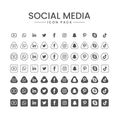 Social Media Icon pack, Set, Collection, Vector Template