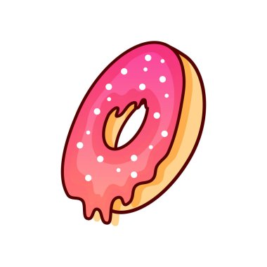 Beyaz, Gıda ikonu ve Clipart 'a Pembe Damlayan Kremalı Donut İzole Edildi
