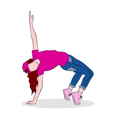 Dansçı Kadın Düz Tasarım, Müzik, Vektör İllüstrasyonu