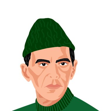 Quaid e Azam Portre Vektörü İllüstrasyonu, 14 Ağustos, Bağımsızlık Günü