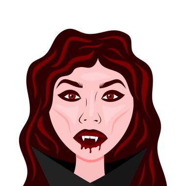 Vampire woman face vector illustration, Halloween clipart