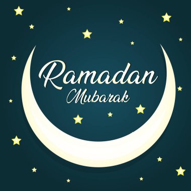 Ramazan Mübarek Posteri, Hilal Ay, Yıldızlar, Vektör Tasarımı