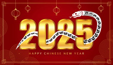 Yılan ve Şenlik Fenerli 2025 Çin Yeni Yıl Sancağı