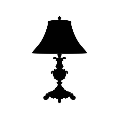 Zarif Masa Lambası Siluet Vektör İllüstrasyonu
