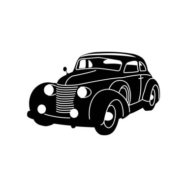Klasik Araba Silüeti Vektör İllüstrasyonu, Retro Otomatik