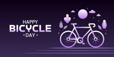 Mutlu Bisiklet Günü Sancak Vektörü: Mezuniyet Mor Bisiklet, Soyut Elementler