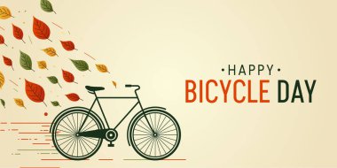 Mutlu Bisiklet Günü Vektörü: Sonbahar Yaprakları Bisiklet, Sonbahar Sezonu, Düz Tasarım