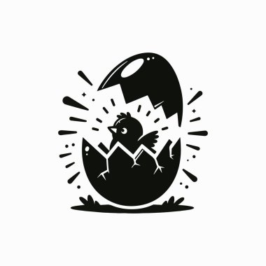 Çatlak Yumurta-Vektör İllüstrasyonundan Yumurtadan Çıkan Piliç