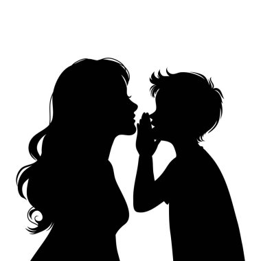 Anne ve Çocuk Fısıldayan Siluet