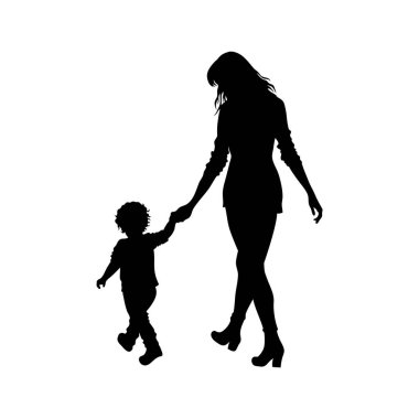 Anne ve Çocuk El ele yürüyorlar.