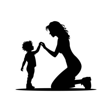 Anne ve Çocuk Silueti El ele tutuşuyor Sevgiler, Aile, Rehberlik