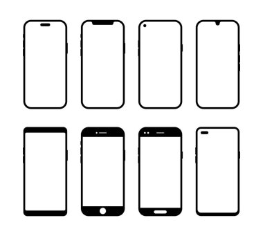 UI ve Uygulama Tasarımı için Akıllı Telefon Çerçeve Vektörü Mobil Aygıt Tasarımı Özeti En Küçük Telefon Görünüm Şablonları