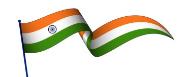 Hindistan Bayrağı Dalgalanıyor Yatay Vatansever Hindistan Üç Renkli Kurdele Elemanı Beyaz Arkaplanda, Bağımsızlık Günü Bayrak Resimleri 15 Ağustos Kutlama