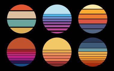 Tişört tasarımı şablonu için geçmişe dönük günbatımı güneş vektörü elementi