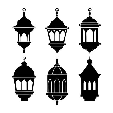  Ramazan Kareem tema tasarımı arka plan İslami Fener koleksiyonu vektör çizimi