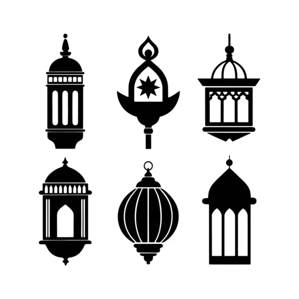 stock vector Set of Islamic Lantern Silhouette Illustration, Lantern icon. Decorative for festival, birthday, wedding. Vector illustration. Ornament Islamic Ramadan Lantern Symbol.