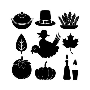 Şükran Günü simgesi koleksiyonu vektör illüstrasyonu