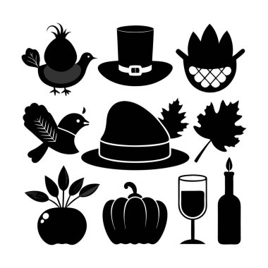 Şükran Günü simgesi koleksiyonu vektör illüstrasyonu