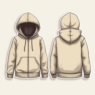 A hoodie template for fashion design mockups with front and back side views, created through AI clipart