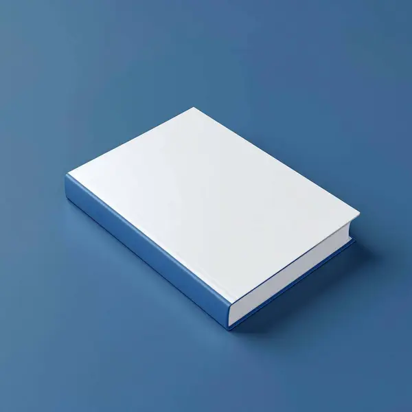 Üzerinde beyaz kare olan beyaz bir kitap, kitap maketi. Yapay zeka ile oluşturuldu.