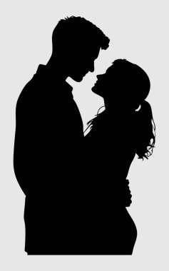 Bir çiftin silueti, Romantik Çift Silueti vektör çizimi