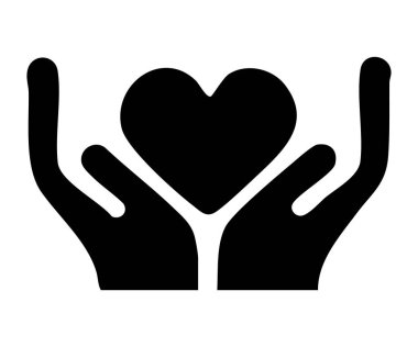 Heart in Hands ikon siluet vektör stili sanat, elleri kalbi tutan eller