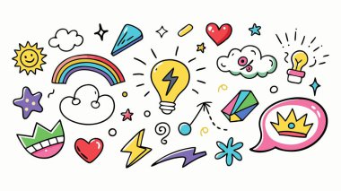 Eğlenceli ve Oyuncu Tasarımda Kalpli ve Çiçek Simgeli Renkli Parti Şapkaları