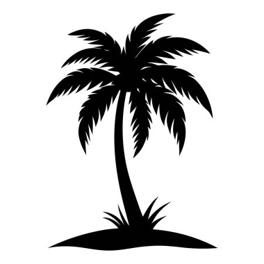 Palmiye ağacı silueti, Tropikal plaj vektör sanatı canlı bir palmiye ağacı silueti sergiliyor yaz günbatımı gökyüzüne karşı