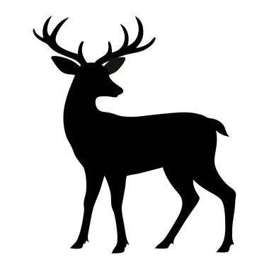 Geyik silueti vektör tarzında vahşi yaşam ikonu, geyik silueti