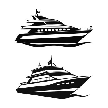 Bir yatın vektör illüstrasyon kümesi, yat vektör silueti koleksiyonu