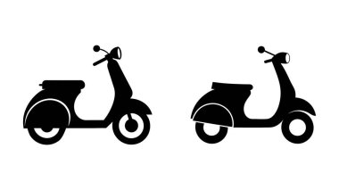 Retro vintage scooter vektör çizimi klasik bir mobilet tasvir eder. Klasik scooter vektör çizimi