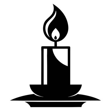 Beyaz arka planda mum yakmak, şamdanda mum yakmak.