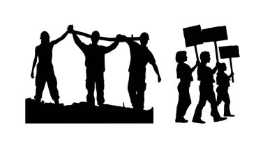 İşçiler birlik içinde, işçiler silueti, işçi bayramı, 1 Mayıs Uluslararası İşçi Bayramı arka planı